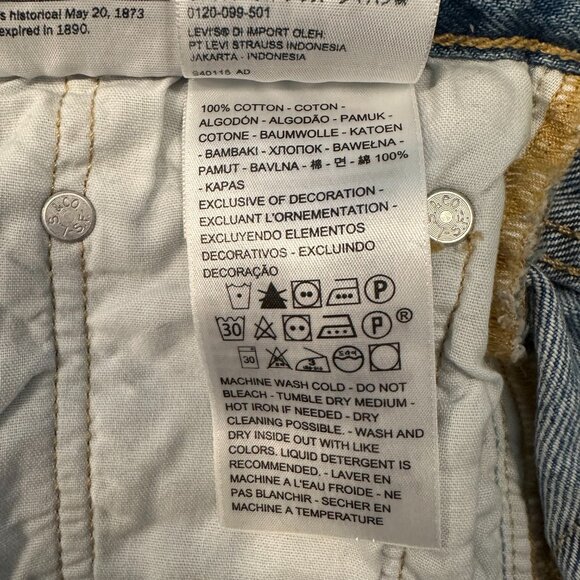 Levi's Mid Length Blue Jean Shorts Womens Size 27 Denim Cut Offs Distressed - Picture 4 of 6